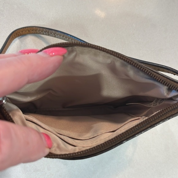 Coach Signature Women Wristlet/Wallet Brown Black Cream Strap Zipper PVC Leather - Picture 6 of 9